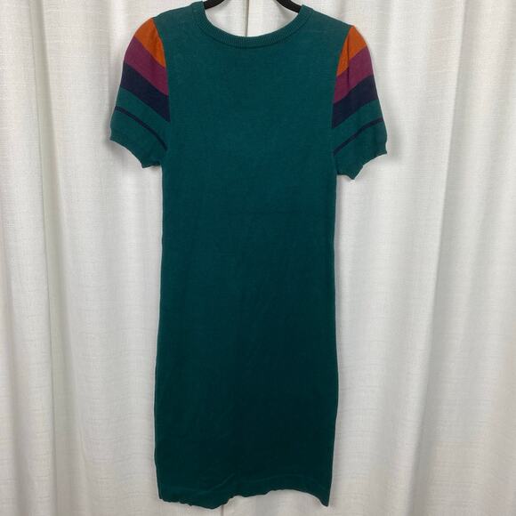 ModCloth Green Multi Chevron Sweater Midi Dress Sz.M - Picture 7 of 11